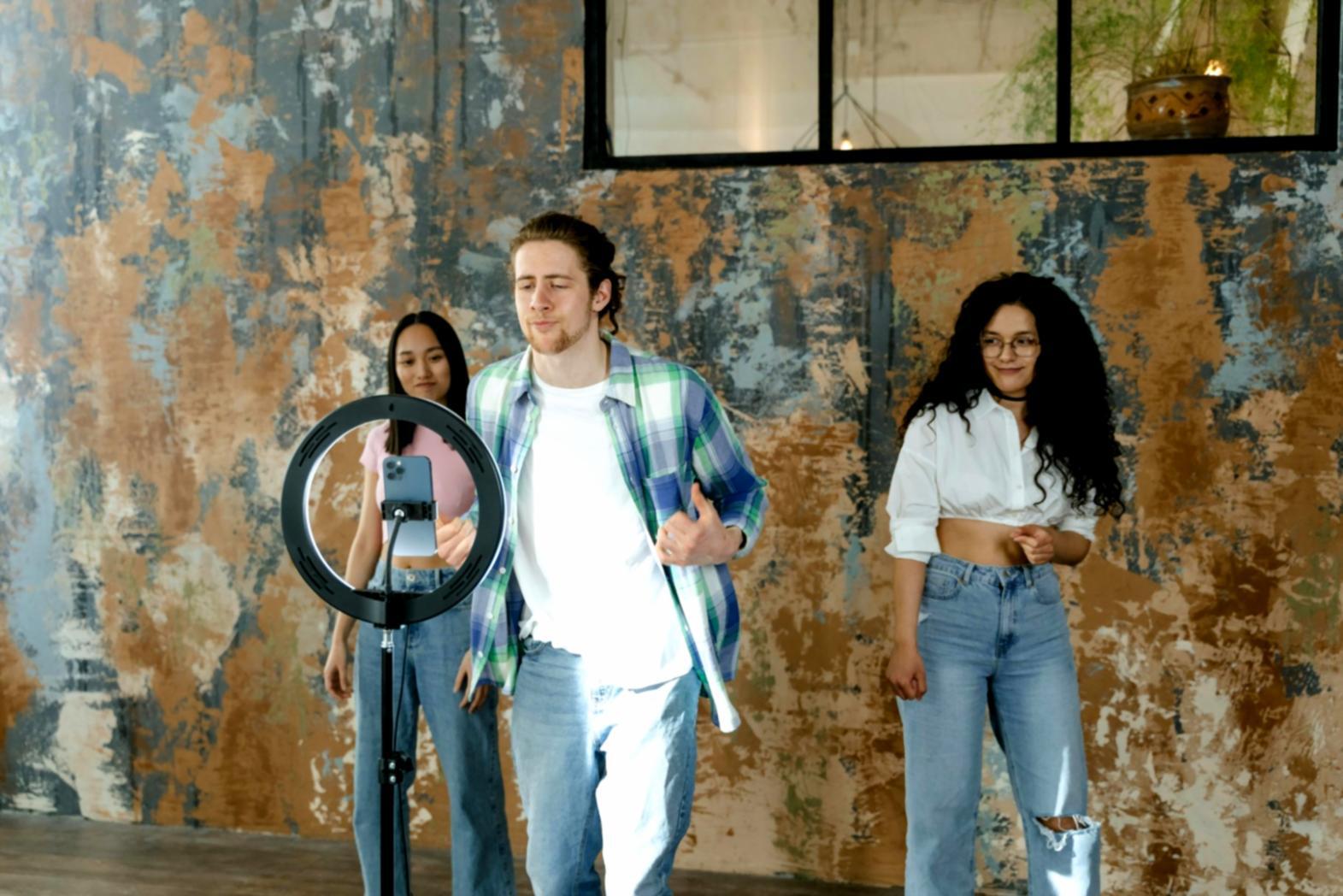 Dancers collaborating in creative movement exploration